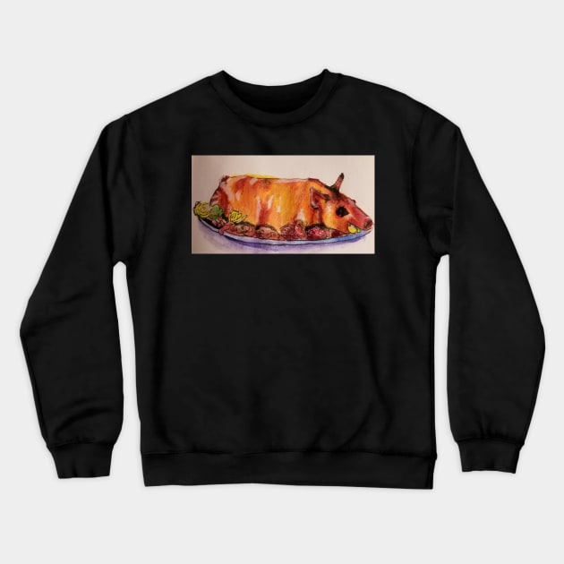 Pig Roast Crewneck Sweatshirt by teenamarie23art